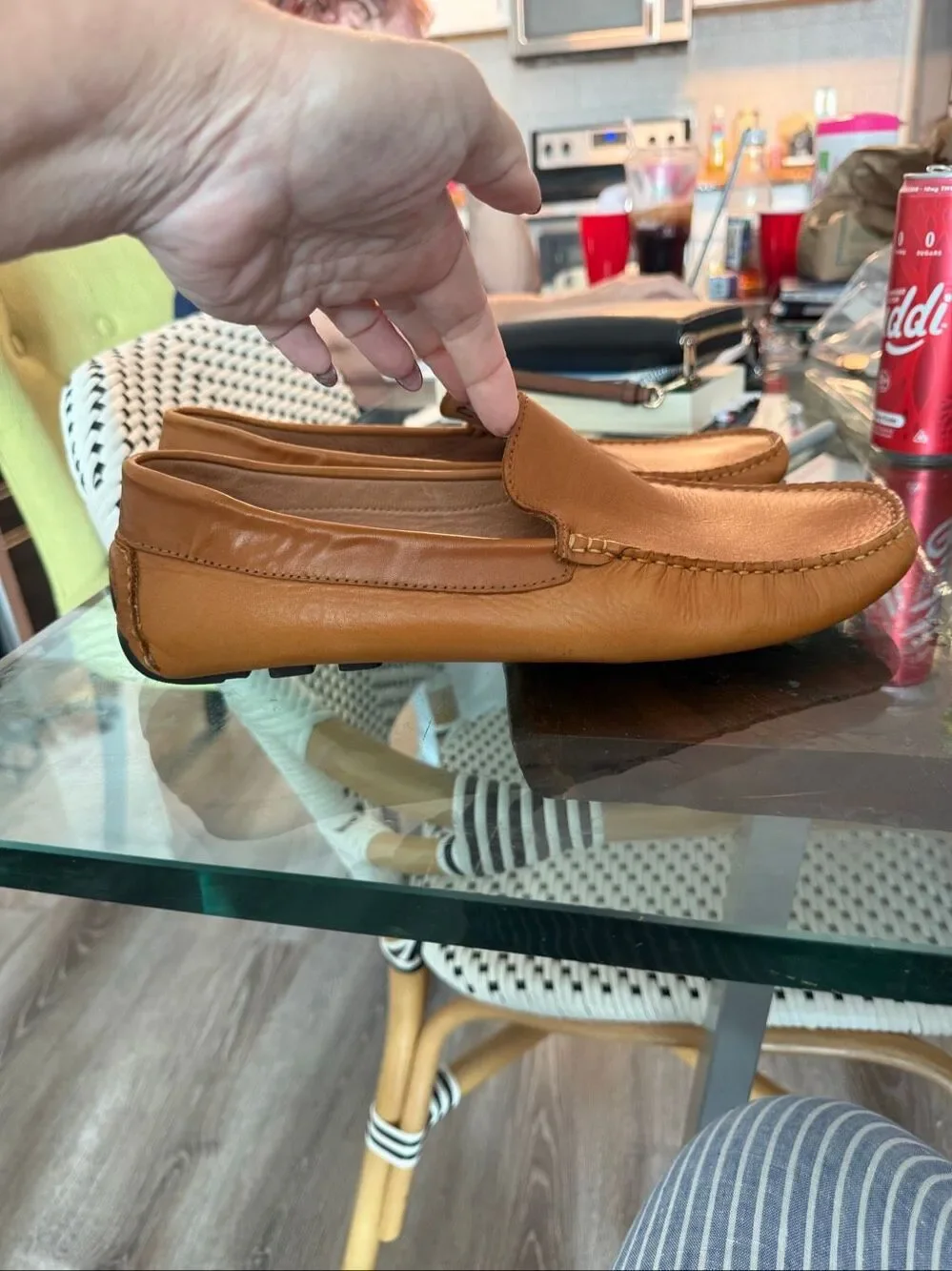 Zanzara Camel Leather Driving Moccasins sz 13 EUC